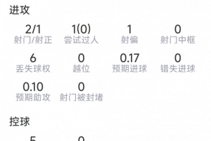 伊萨克本场数据：2射1正，0过人，0关键传球，7对抗2成功